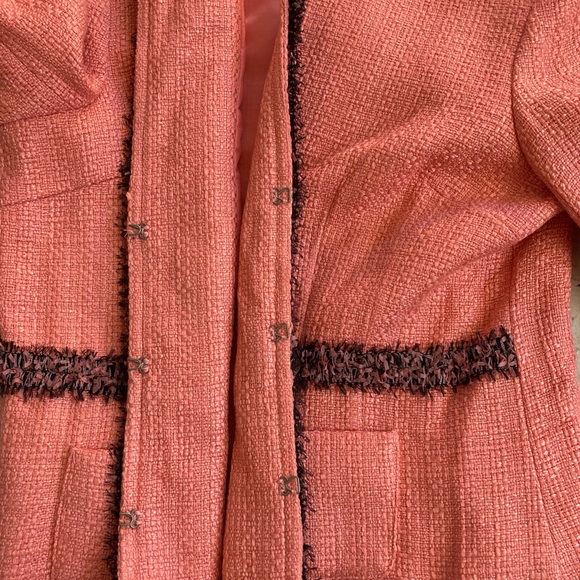 NWOT apt.9 Pink Tweed Jacket with black Trim detailed sleeve size 14 - Picture 11 of 16